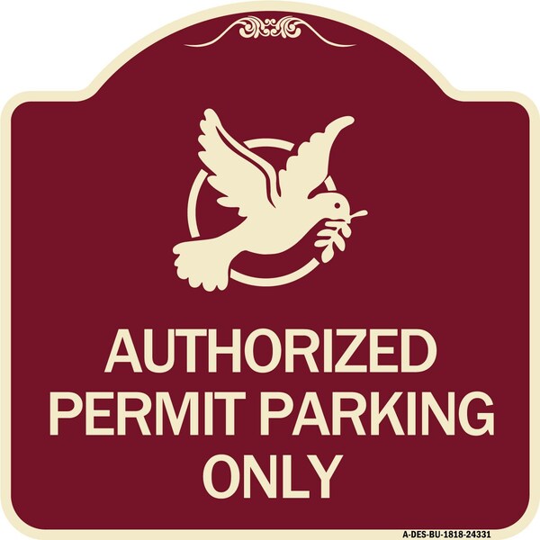 Authorized Church Parking W/ Graphic Heavy-Gauge Aluminum Sign, 18" x 18", BU-1818-24331